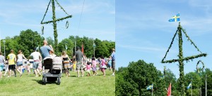 Dans och fika kring midsommarstången